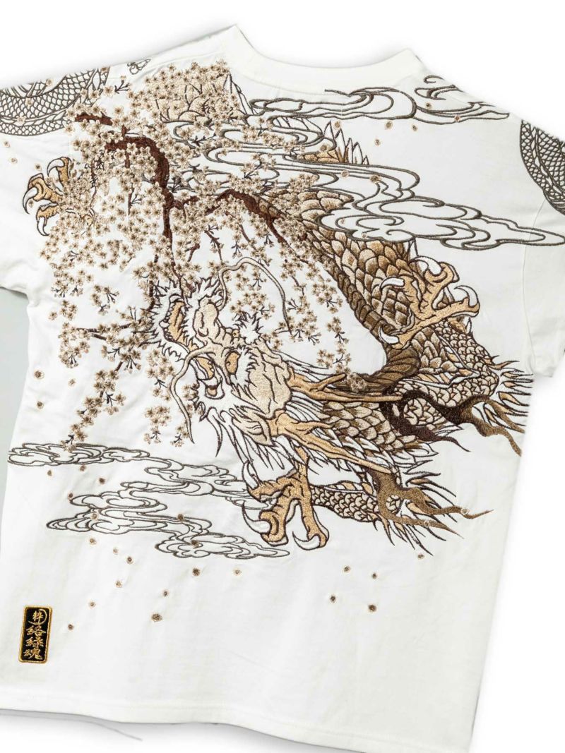 【絡繰魂・粋】“桜双龍”総刺繍Tシャツ