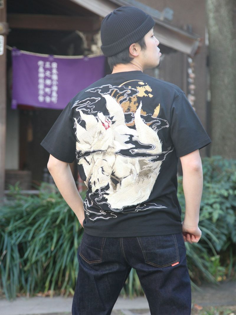 【絡繰魂・粋】“月光九尾”総刺繍Tシャツ