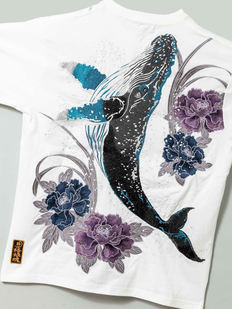 【絡繰魂・粋】“古の座頭鯨”総刺繍Tシャツ