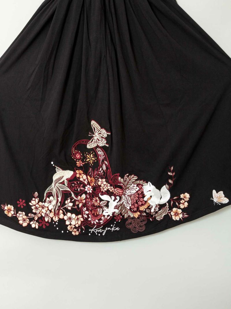 【今昔 -KON-JAKU-】“フラワーペイズリー”総刺繍ギャザースカート