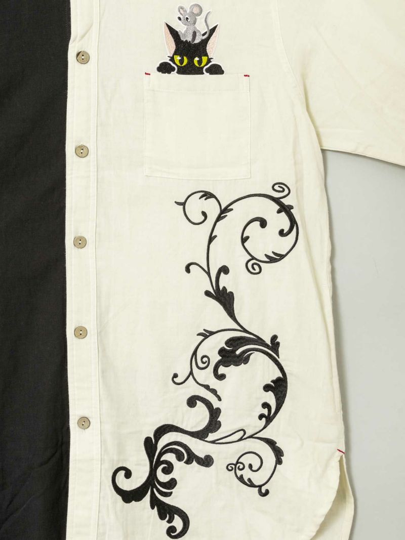 ＜春の大予約会＞【LiN】“Lamy & Earl”総刺繍バイカラーロングシャツ