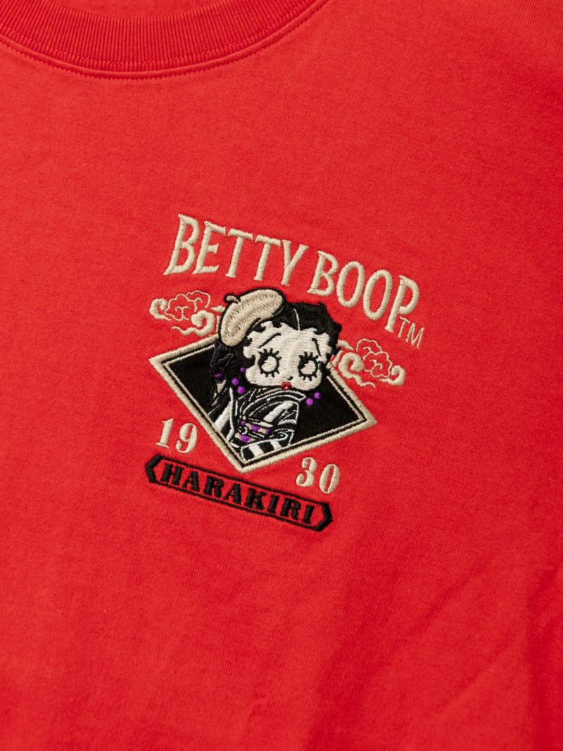 【HARAKIRI×BETTY BOOP】“大正浪漫ベティ”刺繍入りフェイクレイヤードTシャツ〔別注〕