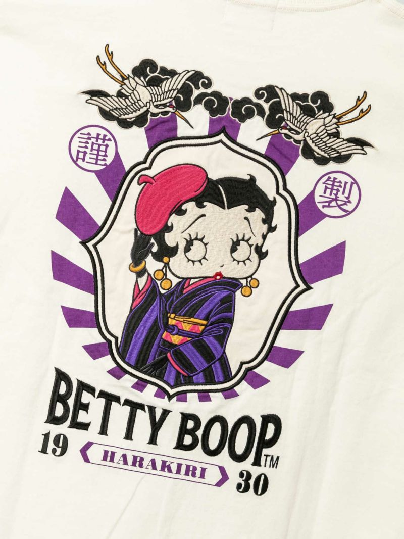 【HARAKIRI×BETTY BOOP】“大正浪漫ベティ”刺繍入りフェイクレイヤードTシャツ〔別注〕