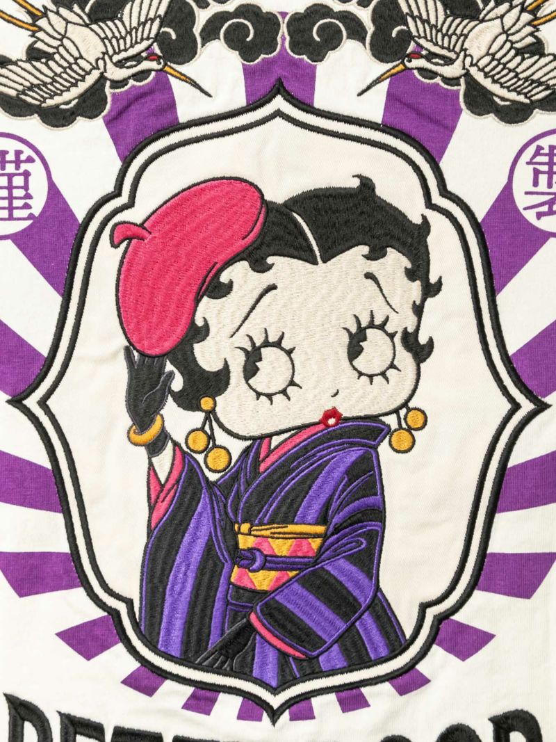 【HARAKIRI×BETTY BOOP】“大正浪漫ベティ”刺繍入りフェイクレイヤードTシャツ〔別注〕