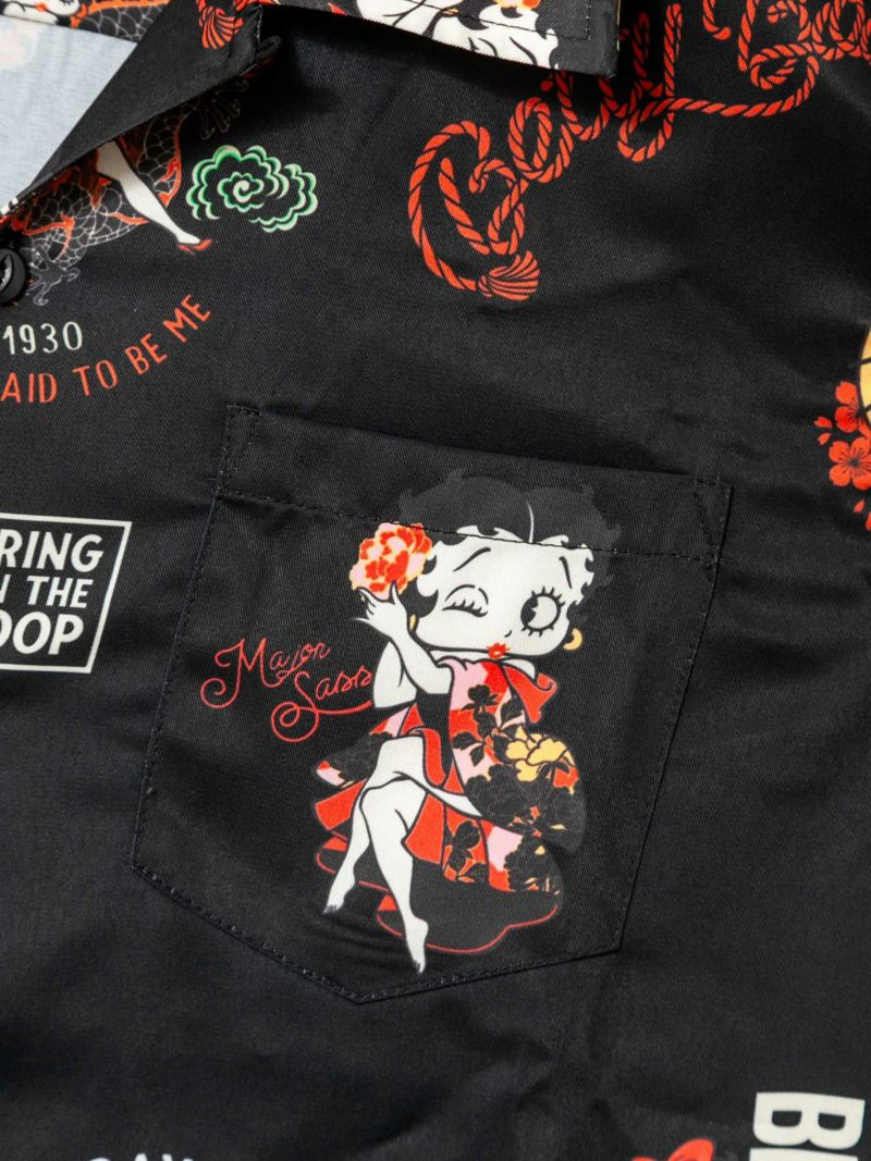 【HARAKIRI×BETTY BOOP】“アーカイブベティ”総柄プリント半袖開襟シャツ〔別注〕