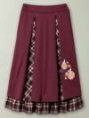 【雅結 -YuU-】手毬と猫刺繍 チェック柄重ねロングスカート