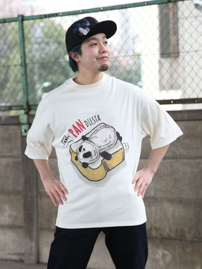 【PANDIESTA JAPAN】“『パン』ディエスタ”ボア刺繍入りBIGシルエットTシャツ