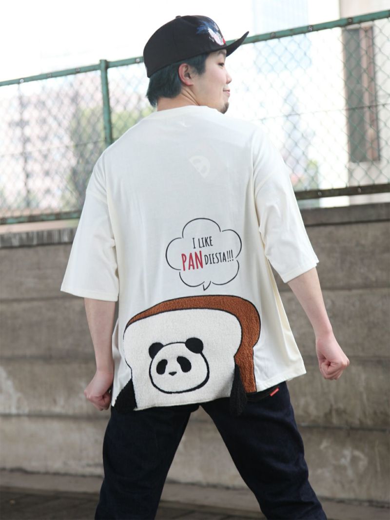 【PANDIESTA JAPAN】“『パン』ディエスタ”ボア刺繍入りBIGシルエットTシャツ