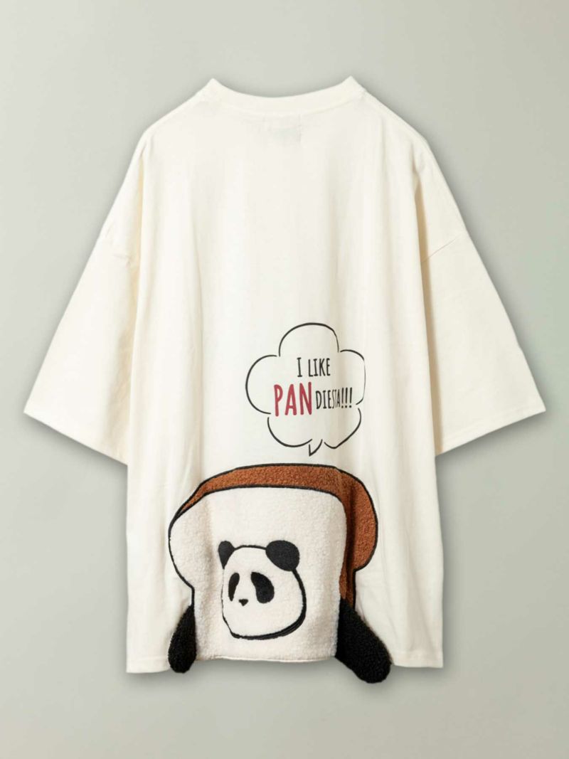 【PANDIESTA JAPAN】“『パン』ディエスタ”ボア刺繍入りBIGシルエットTシャツ