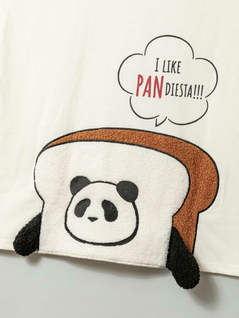 【PANDIESTA JAPAN】“『パン』ディエスタ”ボア刺繍入りBIGシルエットTシャツ