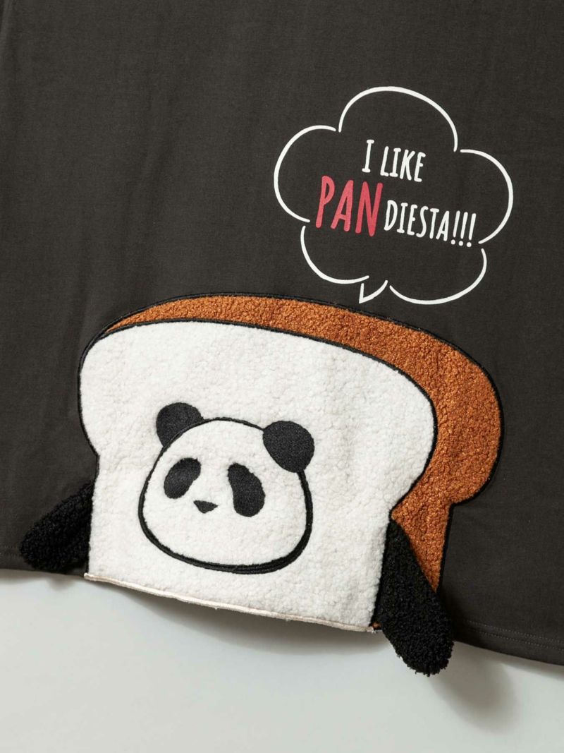 【PANDIESTA JAPAN】“『パン』ディエスタ”ボア刺繍入りBIGシルエットTシャツ