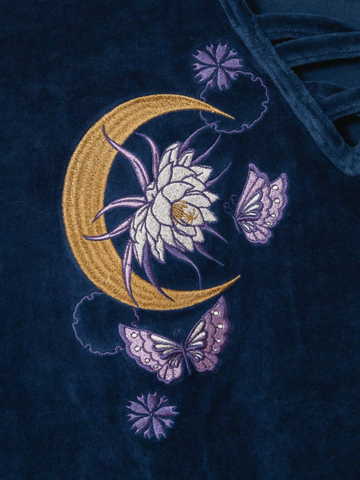 【雅結 -EN-】“月下美人と蝶”ベロア素材キモノスリーブプルオーバー