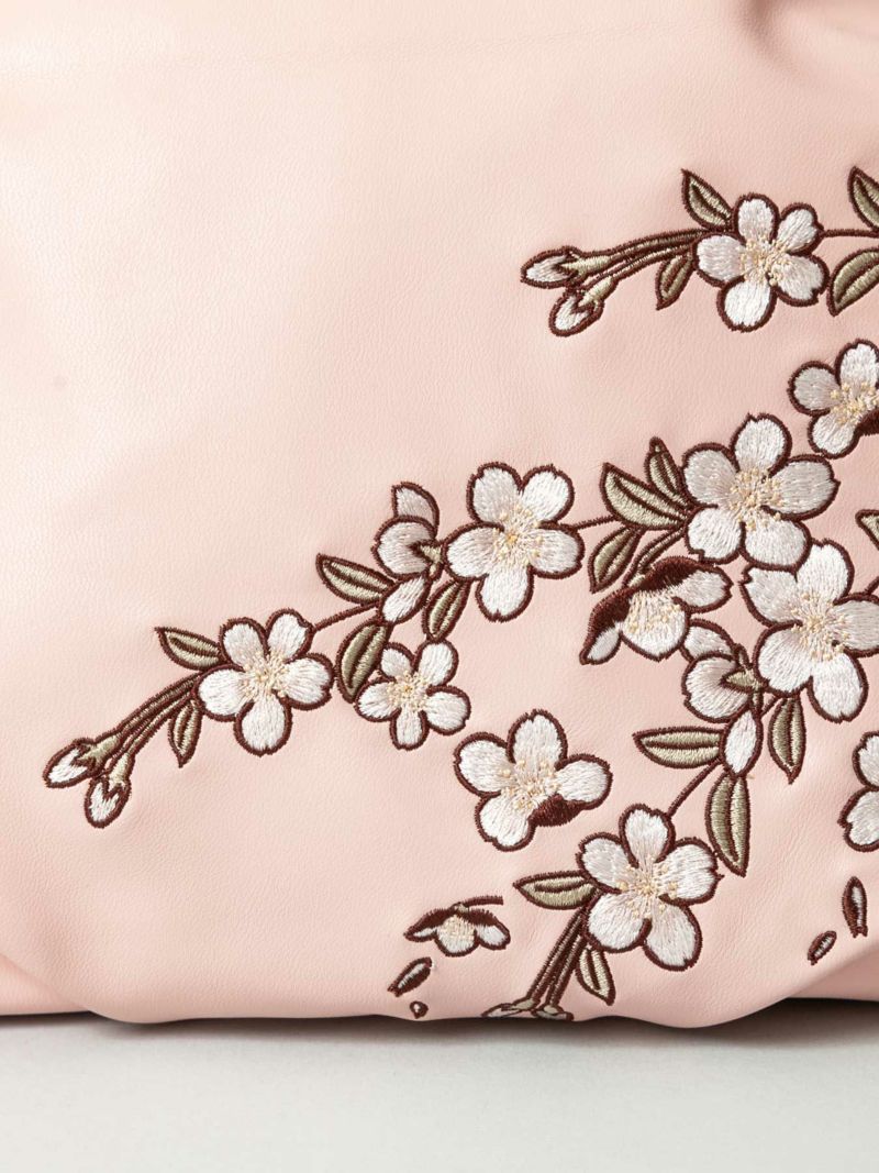【雅結】枝垂れ桜刺繍 配色切替がま口バッグ