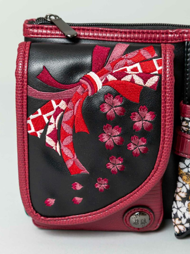 【雅結】桜と熨斗刺繍 金襴切替横型シザーバッグ