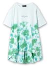 【今昔 -KON-JAKU-】“細線花と狐”総刺繍タイダイ染めチュニックTシャツ