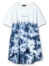 【今昔 -KON-JAKU-】“細線花と狐”総刺繍タイダイ染めチュニックTシャツ