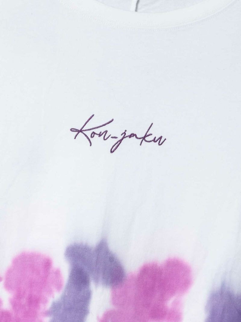 【今昔 -KON-JAKU-】“細線花と狐”総刺繍タイダイ染めチュニックTシャツ
