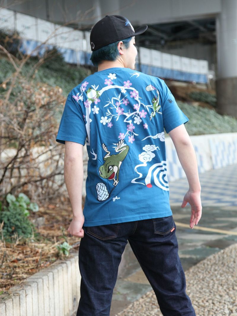 【参丸一】“夏休み！虫取り”刺繍入りプリントTシャツ