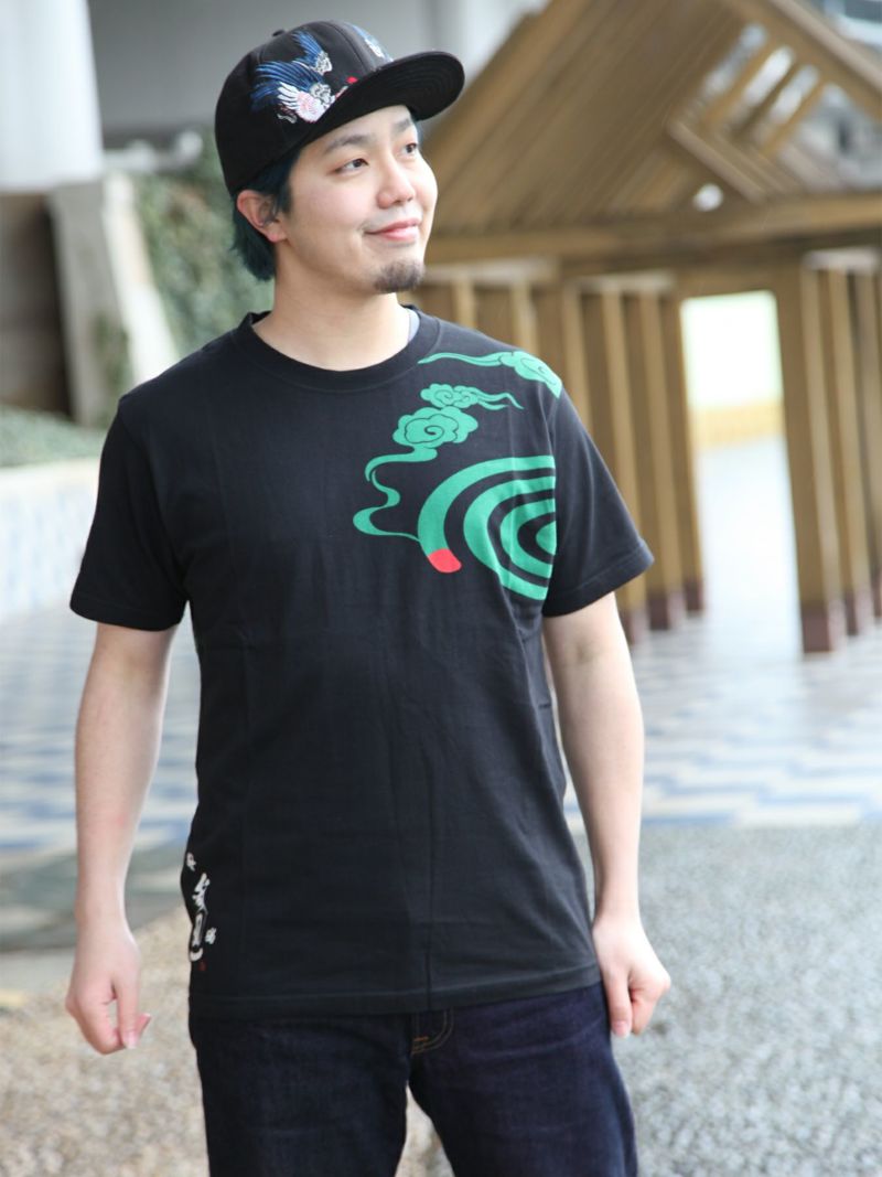 【参丸一】“夏休み！虫取り”刺繍入りプリントTシャツ