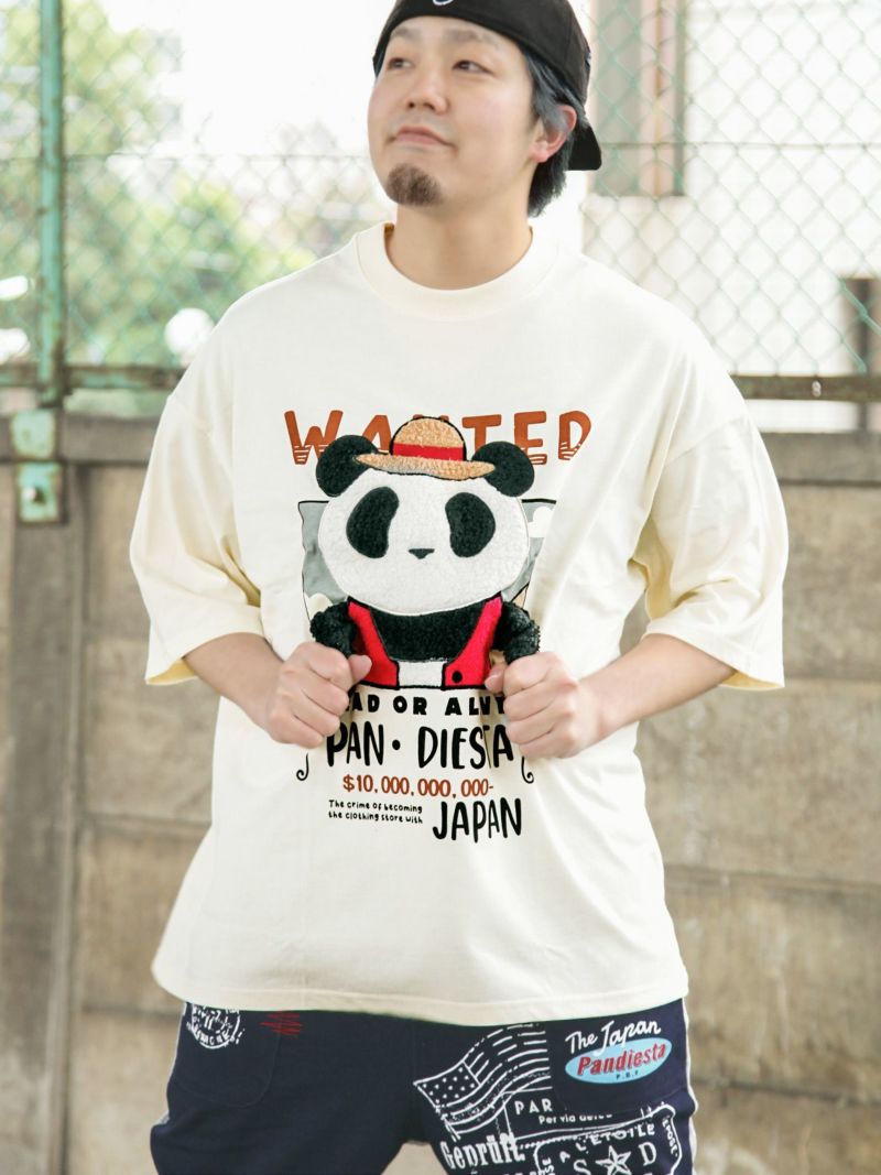 【PANDIESTA JAPAN】“手ぶらパンダ”刺繍入りトリックTシャツ