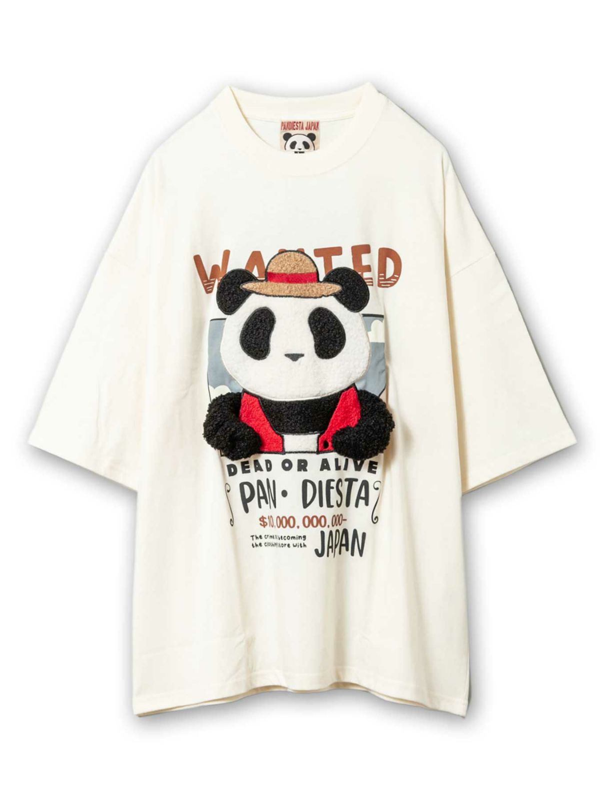 【PANDIESTA JAPAN】“手ぶらパンダ”刺繍入りトリックTシャツ