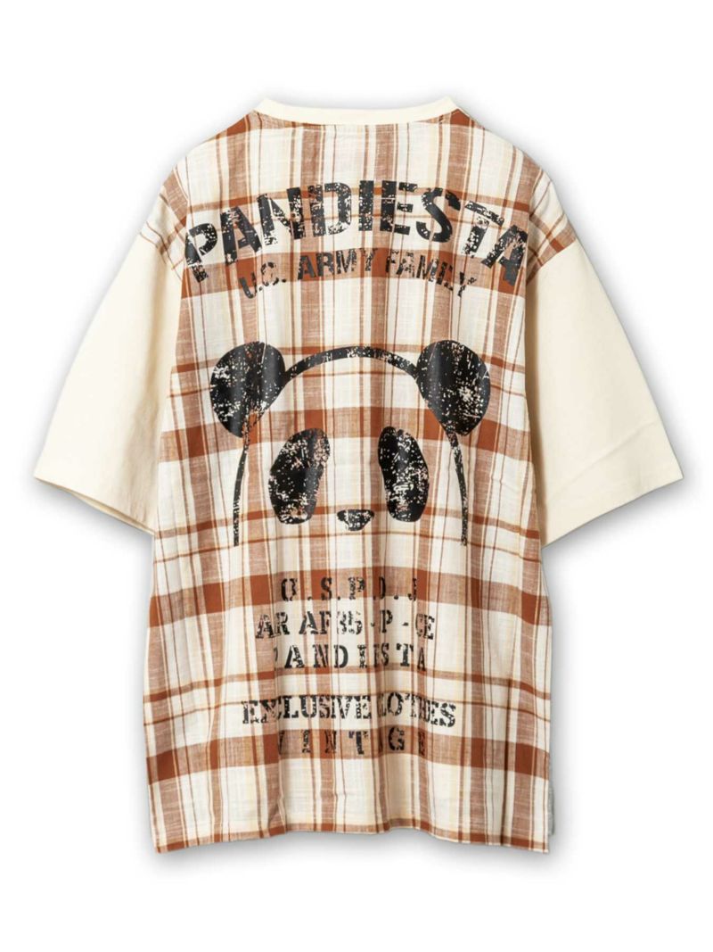 PANDIESTA JAPAN】チェック切替リメイクBIGシルエットTシャツ
