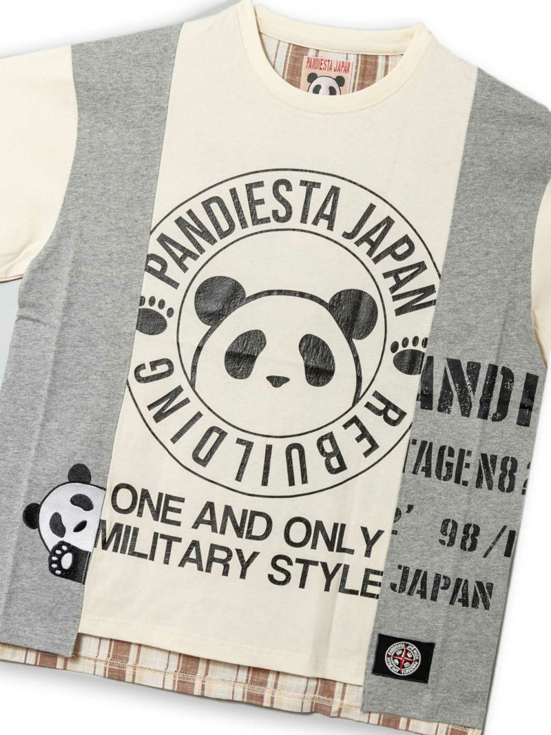 PANDIESTA JAPAN】チェック切替リメイクBIGシルエットTシャツ