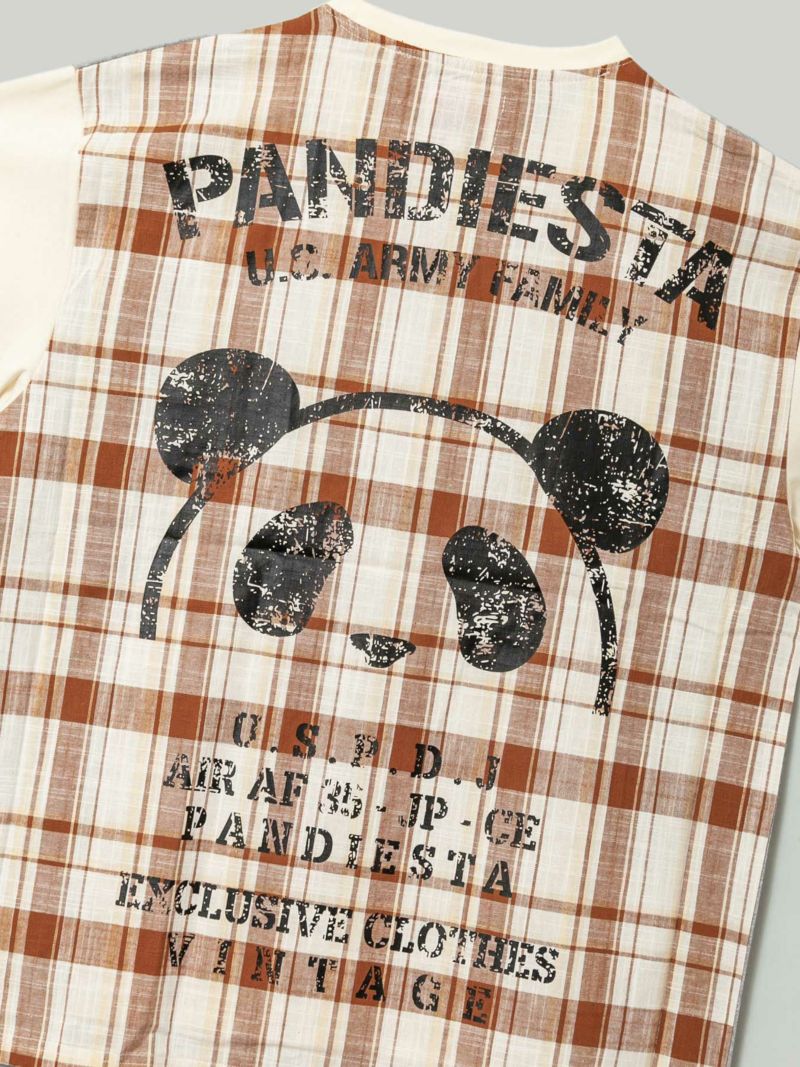 PANDIESTA JAPAN】チェック切替リメイクBIGシルエットTシャツ