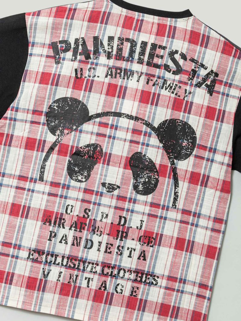 PANDIESTA JAPAN】チェック切替リメイクBIGシルエットTシャツ