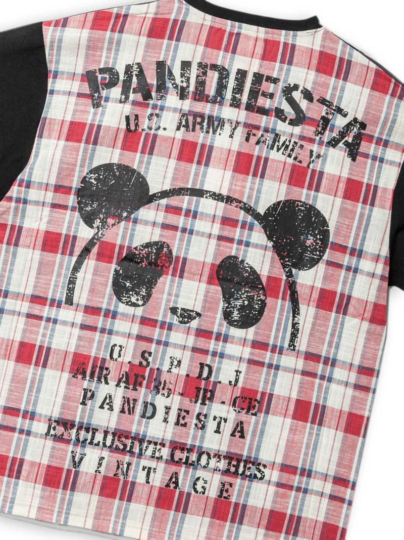 PANDIESTA JAPAN】チェック切替リメイクBIGシルエットTシャツ