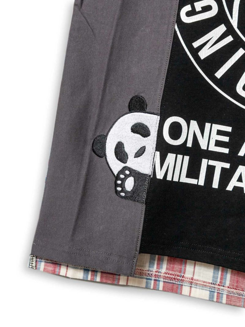 PANDIESTA JAPAN】チェック切替リメイクBIGシルエットTシャツ