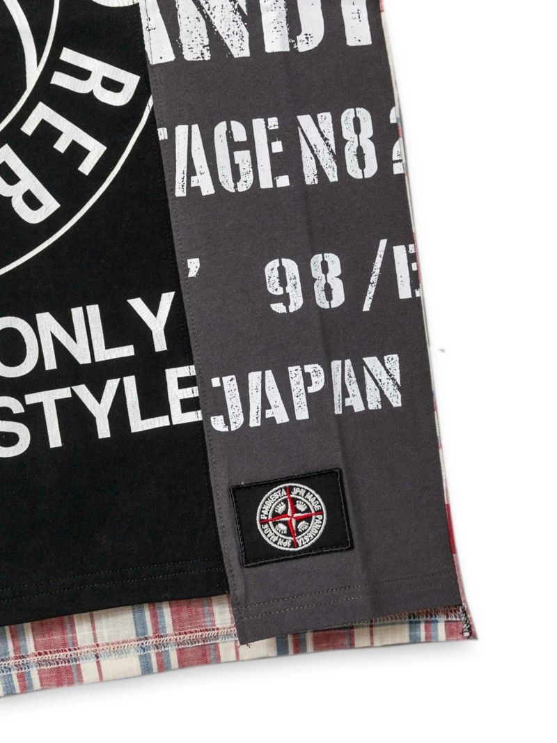 PANDIESTA JAPAN】チェック切替リメイクBIGシルエットTシャツ
