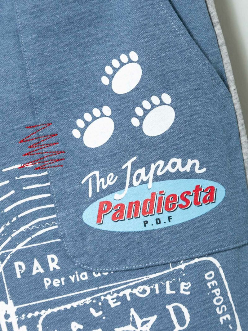 【PANDIESTA JAPAN】前後切替 刺繍入りスウェットパンツ