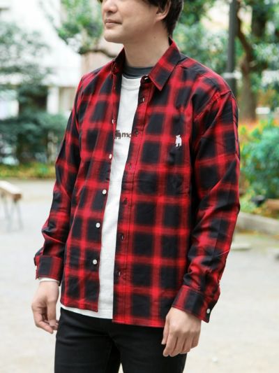≪21%OFF≫【moz】<br>エルク ワンポイント刺繍入りチェックシャツ〔別注〕≪返品・取寄対応不可≫