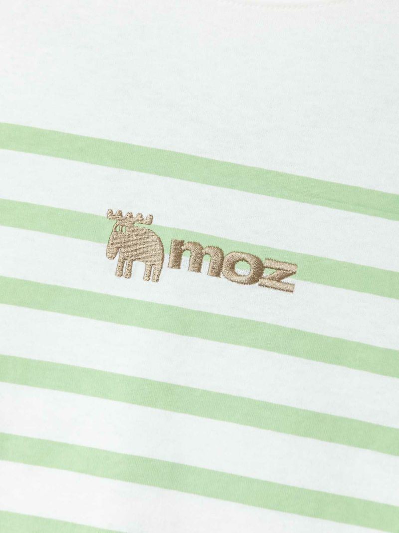 【moz】エルク刺繍入りボーダープリントロンT〔別注〕