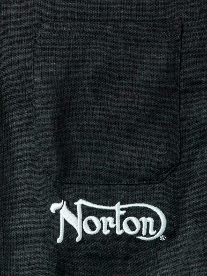 【Norton】ボタニカル柄使い6分袖シャツ