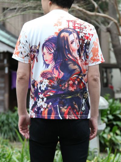 ≪20%OFF≫【抜刀娘 -美麗-】<br>“桜舞う娘たち”昇華転写プリントTシャツ≪返品・取寄対応不可≫