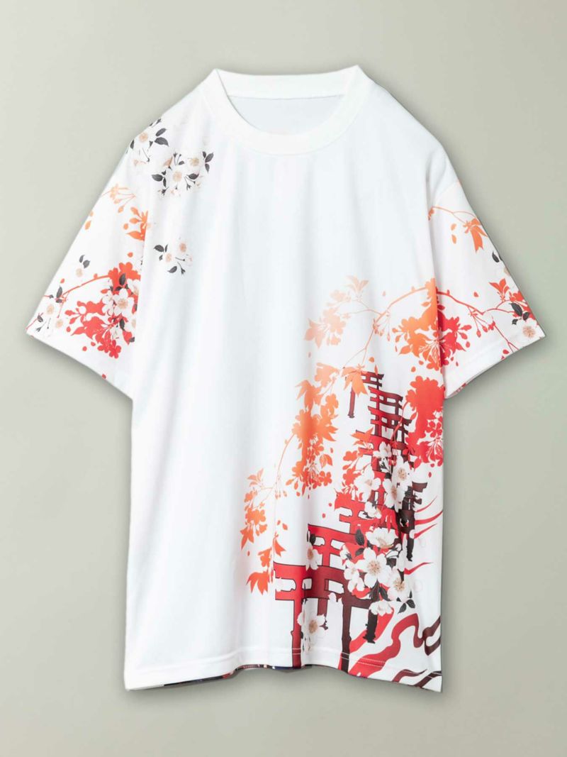 【抜刀娘 -美麗-】“桜舞う娘たち”昇華転写プリントTシャツ