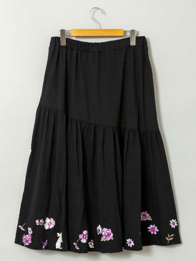 【黒菟華】“ウサギの花園”総刺繍切り替えギャザースカート