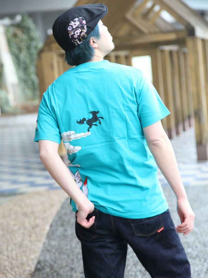 【今昔 -KON-JAKU-】“ことこと物語 麒麟が来る”刺繍入りプリントTシャツ