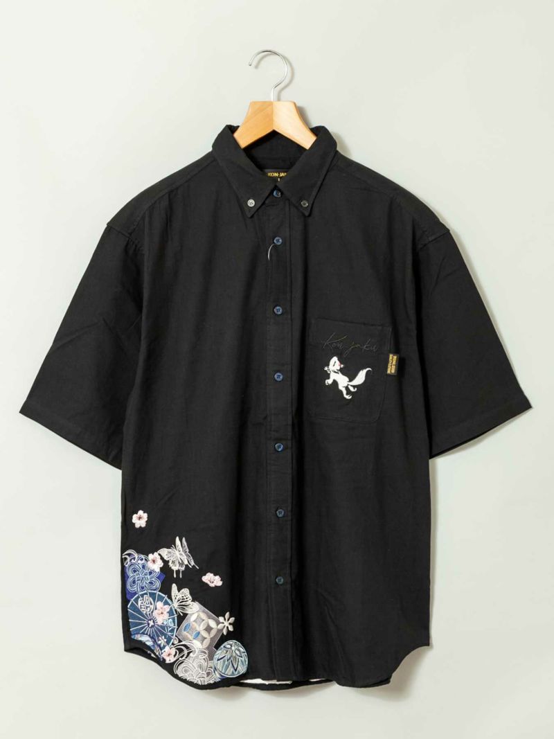 【今昔 -KON-JAKU-】“手毬と傘”総刺繍BIGシルエット半袖シャツ