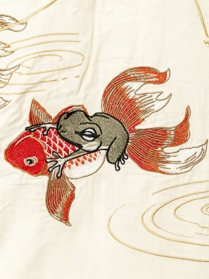 ＜予約＞【参丸一】“金魚とゆらゆら”総刺繍BIGシルエット半袖開襟シャツ