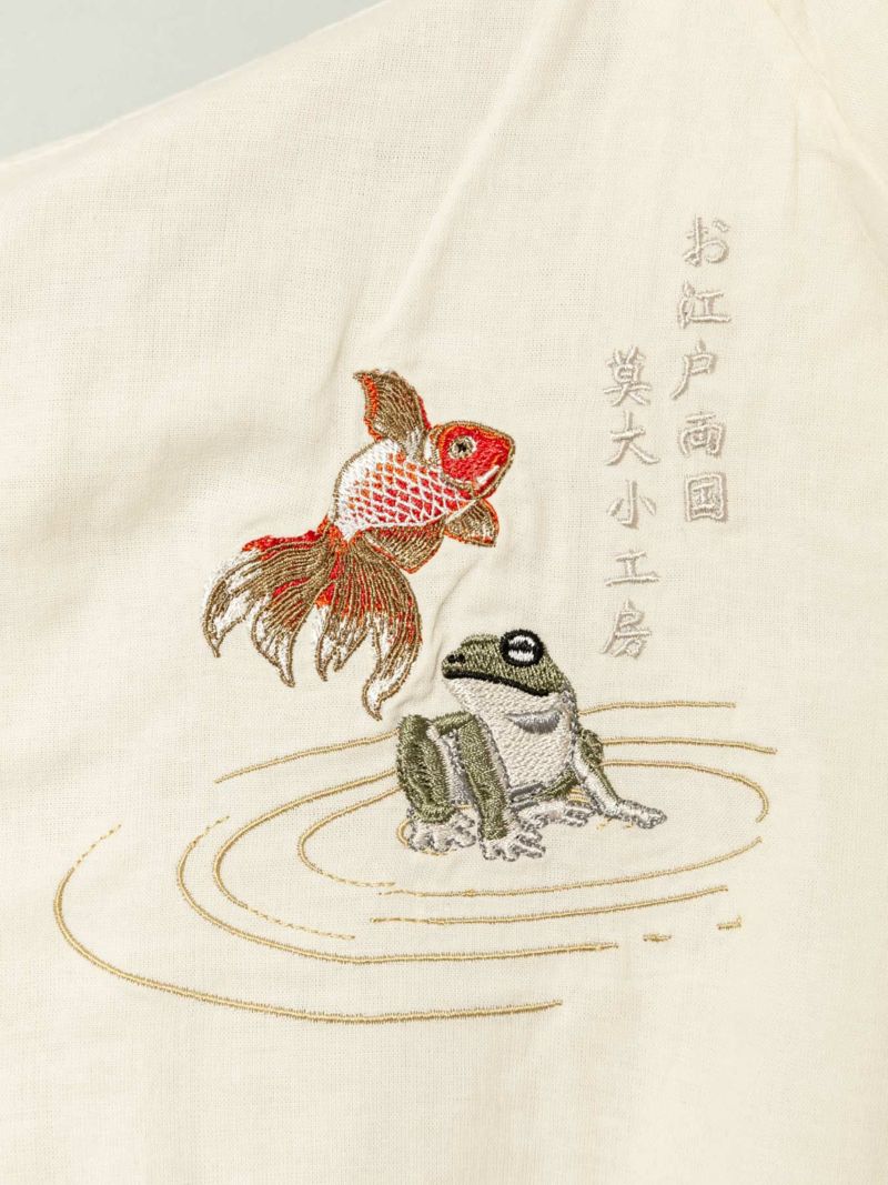 ＜予約＞【参丸一】“金魚とゆらゆら”総刺繍BIGシルエット半袖開襟シャツ