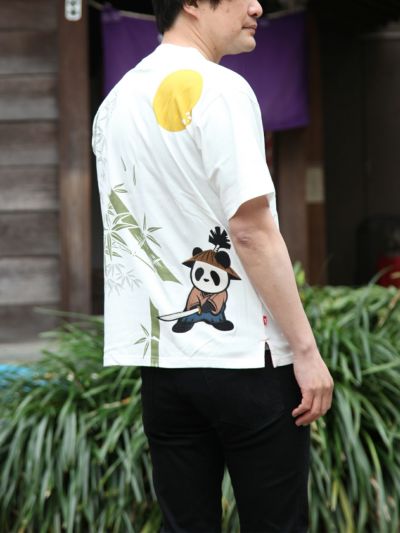【PANDIESTA JAPAN】<br>“熊猫侍 居合い抜き”刺繍入りTシャツ