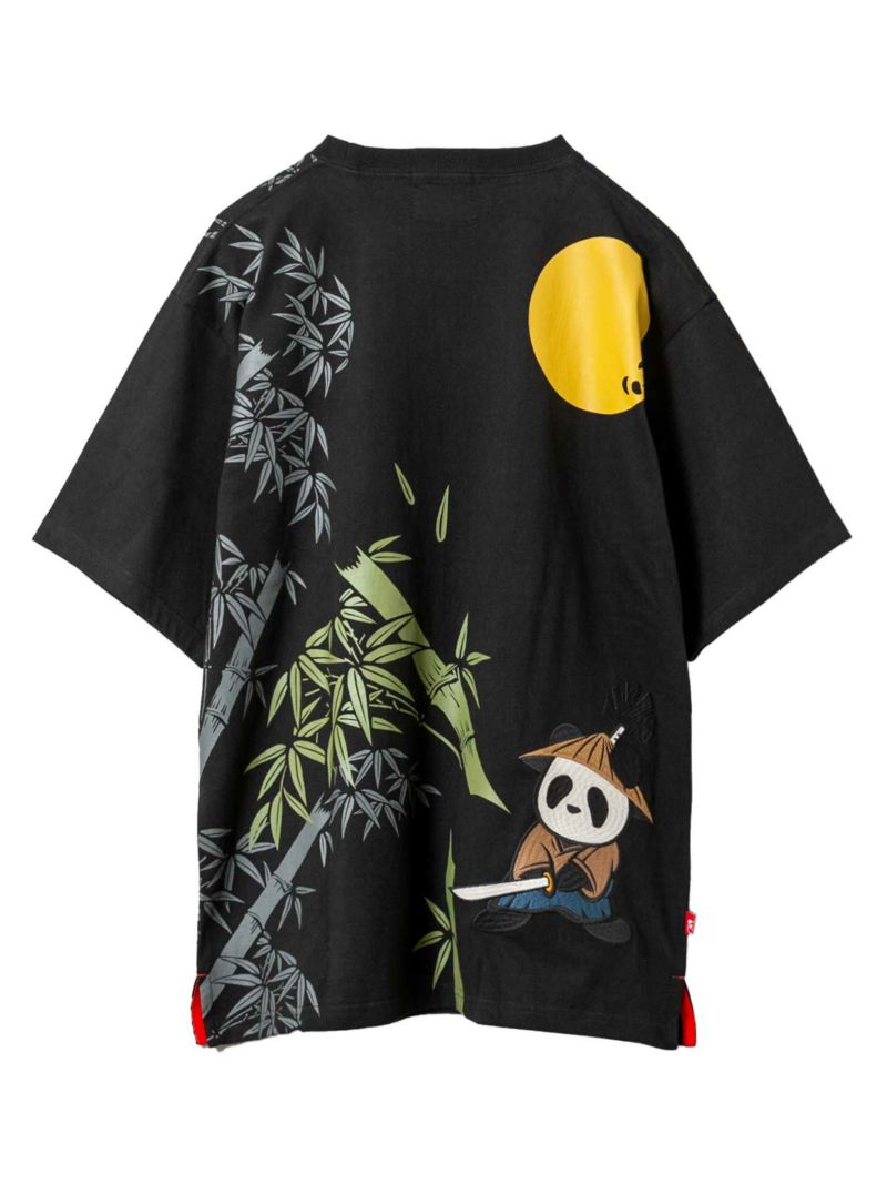 ＜予約＞【PANDIESTA JAPAN】“熊猫侍 居合い抜き”刺繍入りTシャツ