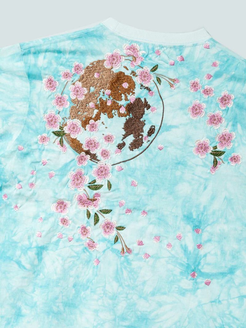 ＜予約＞【絡繰魂】“夜桜”総刺繍タイダイプリントTシャツ