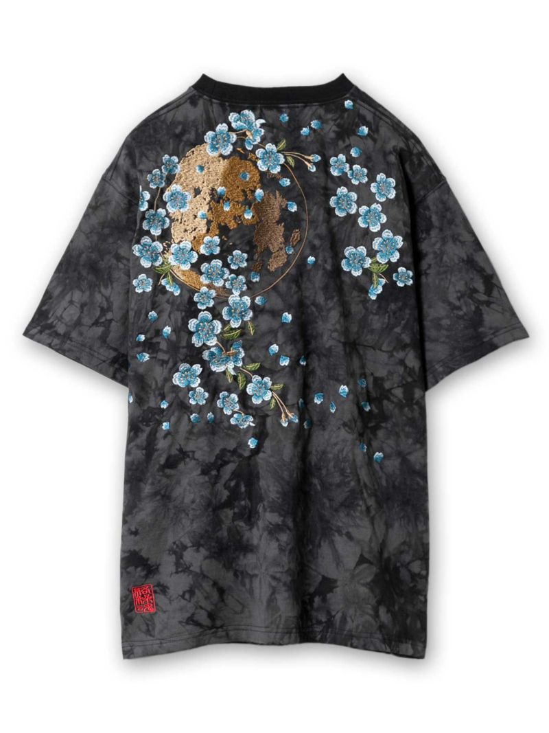 ＜予約＞【絡繰魂】“夜桜”総刺繍タイダイプリントTシャツ