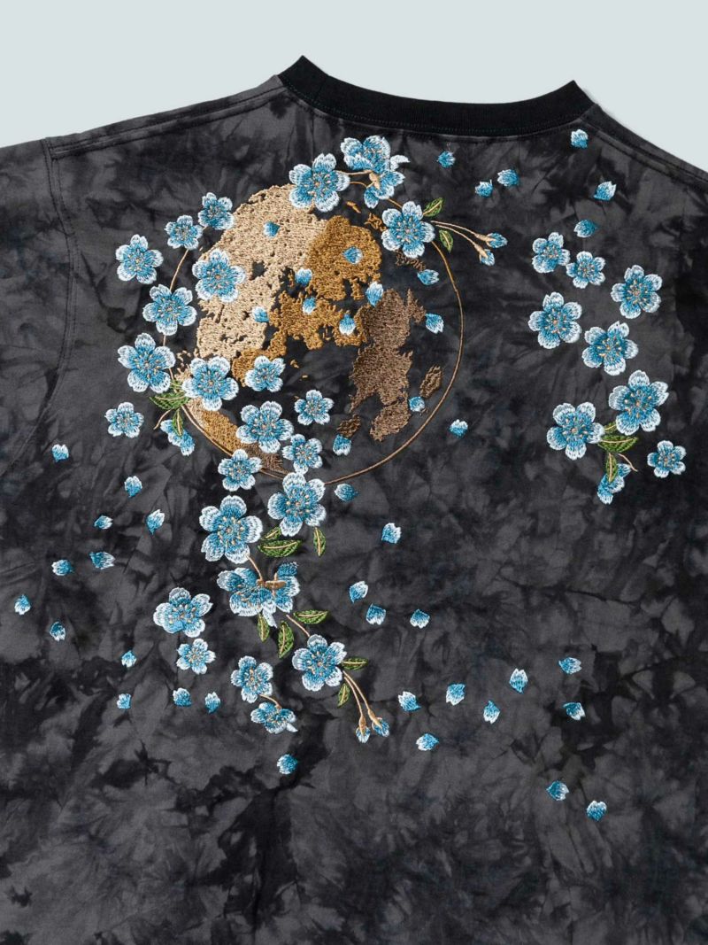 ＜予約＞【絡繰魂】“夜桜”総刺繍タイダイプリントTシャツ