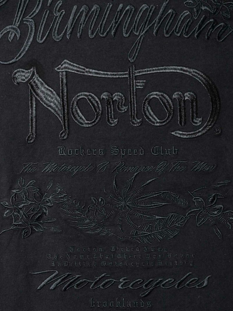 ＜予約＞【Norton】ブラックボタニカル クルーネックTシャツ