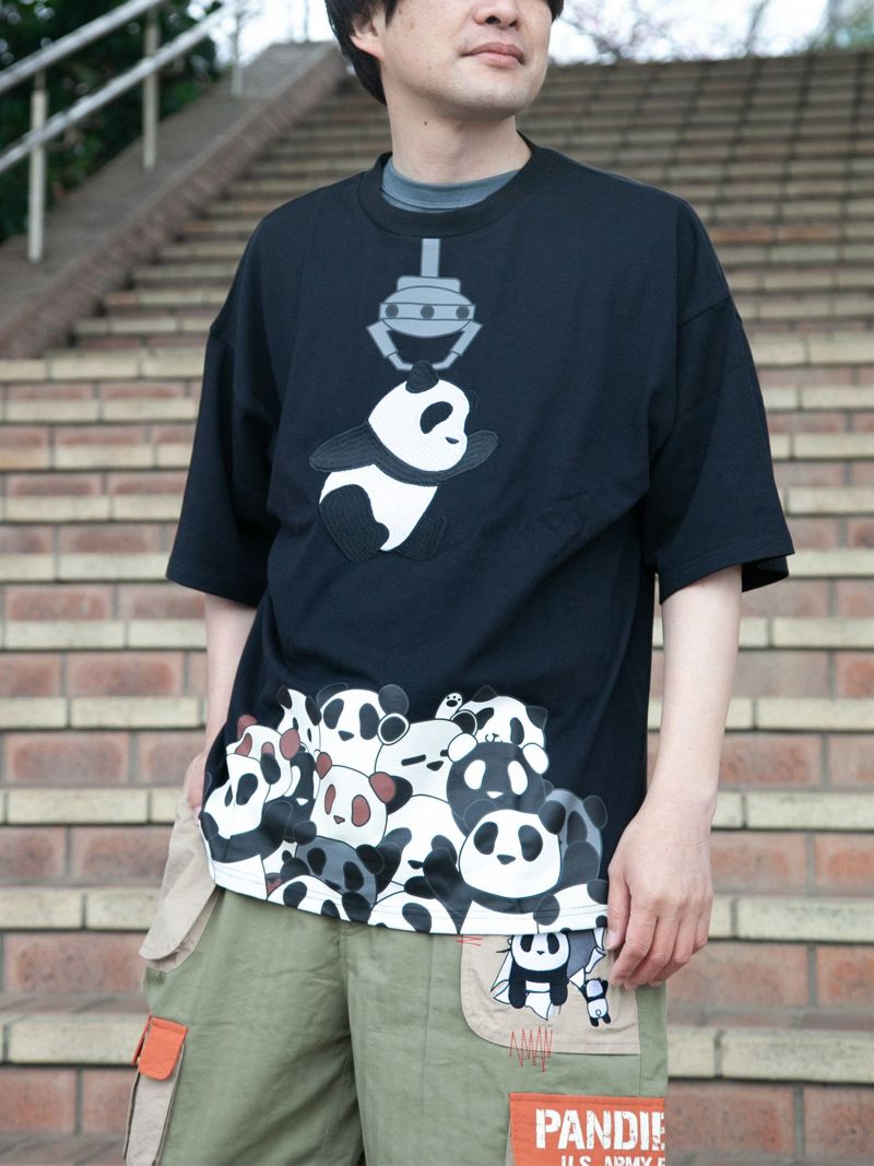 【PANDIESTA JAPAN】“パンダさんGET”刺繍入りBIGシルエットTシャツ
